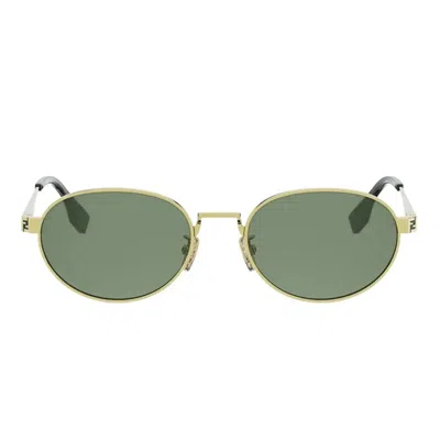 Fendi Sky Gold Oval Sunglasses In White