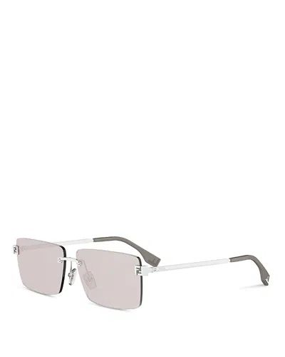 Fendi Sky Rectangular Sunglasses, 60mm In Silver