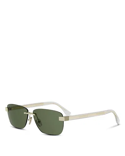Fendi Sky Rectangular Sunglasses, 61mm In Gold