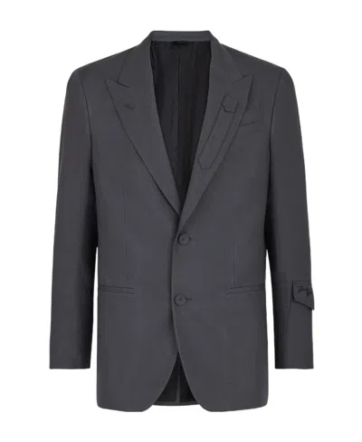 Fendi Slanted Pocket Single-breasted Blazer In Blue