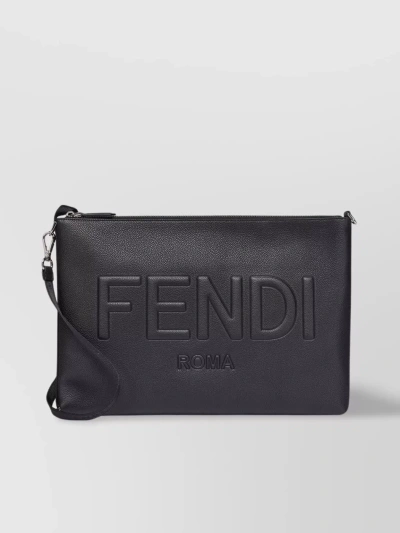 Fendi Sleek Rectangular Bag With Detachable Handle In Black