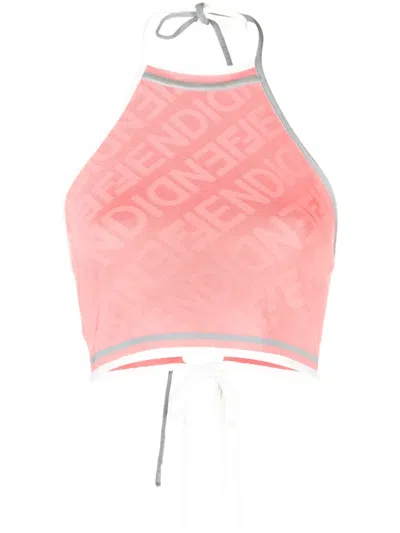 Fendi Sleeveless Cropped Top In Pink