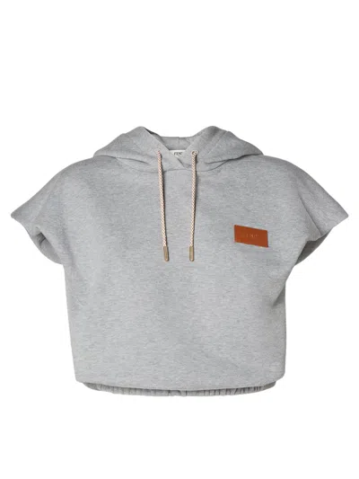 Fendi Sleeveless Drawstring Hooded Mini Sweatshirt (size S) In Grigio