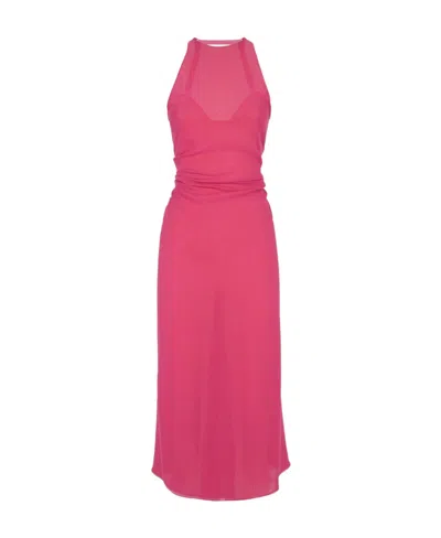 Fendi Sleeveless Georgette Dress In Red