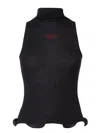 Fendi High Neck Fitted Sleeveless Top With Ruffles Clothing In Black