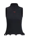 Fendi High Neck Fitted Sleeveless Top With Ruffles Clothing In Black