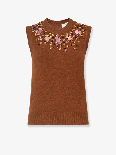 FENDI SLEEVELESS WOOL AND CASHMERE SWEATER