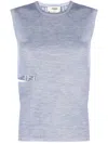 Fendi Sleeveless Wool Top With Unique Cut-out Detail In Gray