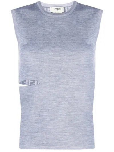 FENDI FENDI SLEEVELESS WOOL TOP WITH UNIQUE CUT-OUT DETAIL
