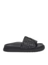 Fendi Slide Diagonal In Jacquard Ff In Black