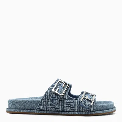 Fendi Feel Denim Slides In Blue