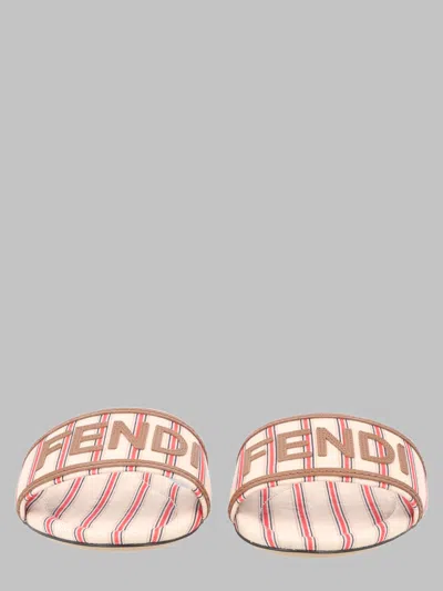 Fendi Slide In Canvas Ff Con Logo In Multi