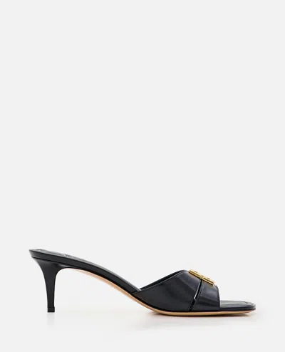 Fendi Slide Patent Leather Heels In Black