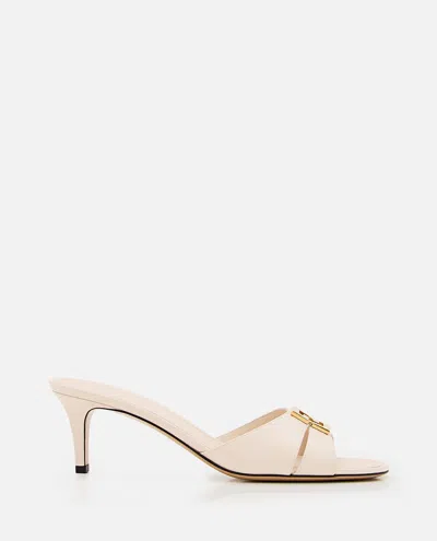 Fendi Slide Patent Leather Heels In Neutral