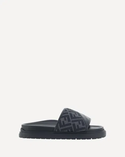 Fendi Slide Sandals In Gray