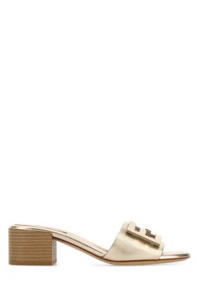 Fendi Baguette Leather Sandal In Neutral