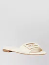 Fendi Wide-band Slide Sandals With Ff Baguette Motif In White