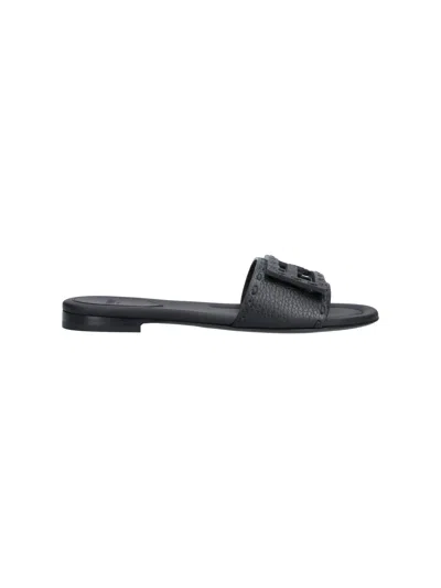 Fendi Slides Sandals "baguette" In Black