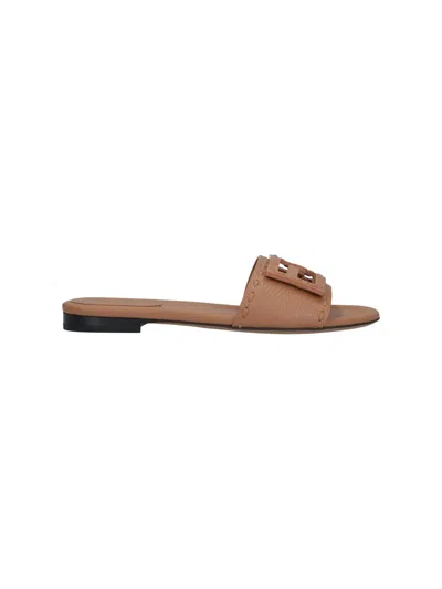 Fendi Slides Sandals "baguette" In Brown