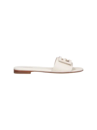 Fendi Slides Sandals "baguette" In White