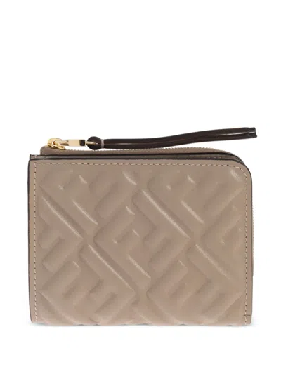 Fendi Slim Baguette Leather Wallet In Pink