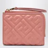 Fendi Slim Baguette Wallet In Pink Nappa With Ff Motif Women In Pink