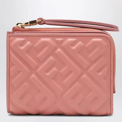 Fendi Slim Baguette Wallet In Pink Nappa With Ff Motif Women