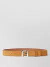 Fendi Slim Belt Suede Buckle Ff Squared In Brown