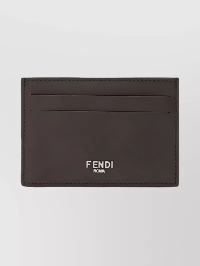 Fendi Slim Cardholder Rectangular Design In Brown