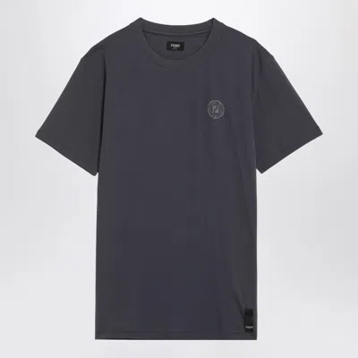 FENDI FENDI SLIM-FIT BLUE COTTON T-SHIRT MEN