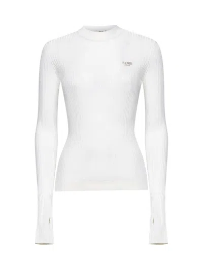 Fendi Wool Sweater In White