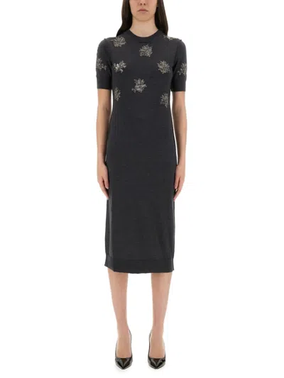 FENDI FENDI SLIM-FIT GREY WOOL DRESS