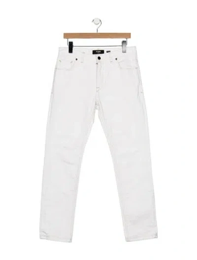 Pre-owned Fendi Slim Fit Jeans In White
