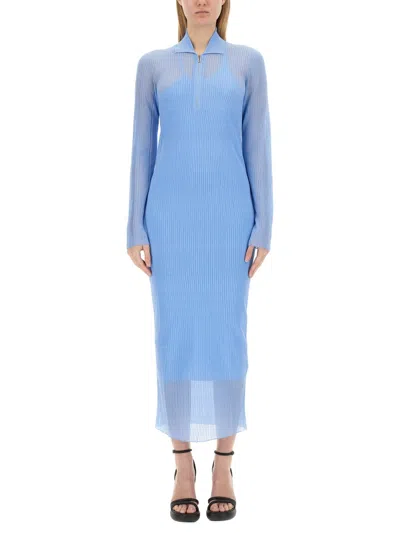 Fendi Slim Fit Knit Dress In Blue