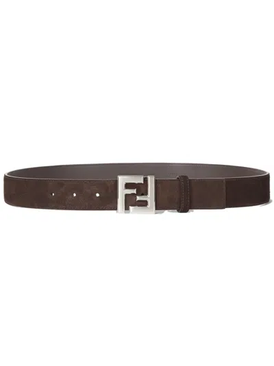 Fendi Slim Squared Buckle Belt - 3.5 Cm In Orange