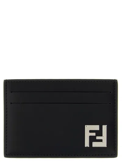 Fendi 'slim Squared Ff' Card Holder In Black