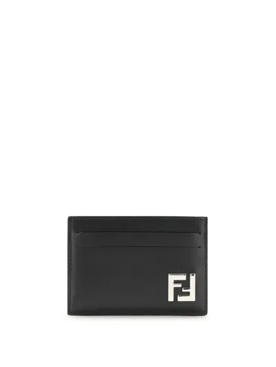 Fendi Slim Squared Ff Card Holder In Brown