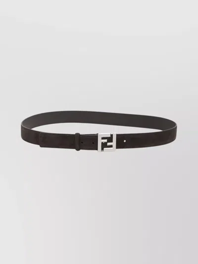 FENDI SLIM SUEDE BELT SQUARED BUCKLE