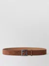 Fendi Slim Suede Belt Squared Ff Buckle In Brown