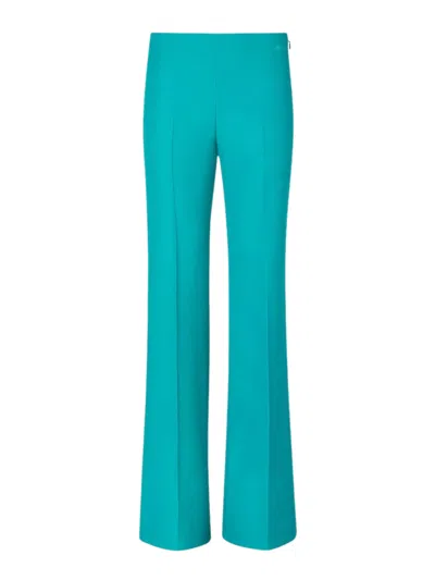 Fendi Slim-fit Wool And Silk Trousers With Embroidered Details In Blue