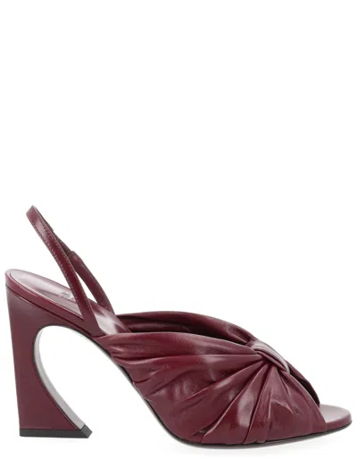 Fendi Arco Leather Slingback Sandal In Brown