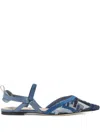 Fendi Slingback Flat Colibrì Lite In Mesh With Embroidery Ff Blue
