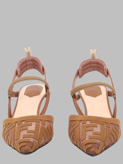 Fendi Slingback Sandals With Mid Heel, 5.5 Cm Heel In Red