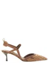 Fendi Ff Pattern Strap Pumps In Brown
