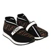 Fendi Slip-on Sneakers With Logos In Marrone