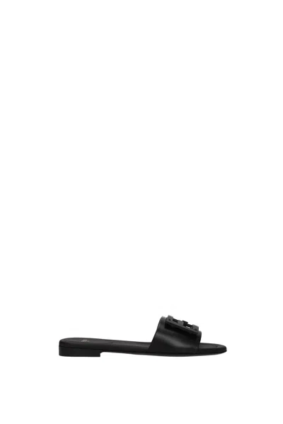 Fendi Slippers And Clogs Leather Black