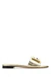 Fendi Metallic Sandals With Open Toe And Ff Logo Detail On The Front In Leather Woman In Gold