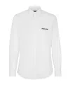 Fendi Slogan-embroidered Cotton Shirt In White