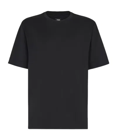 Fendi Slogan-print Cotton T-shirt In Black