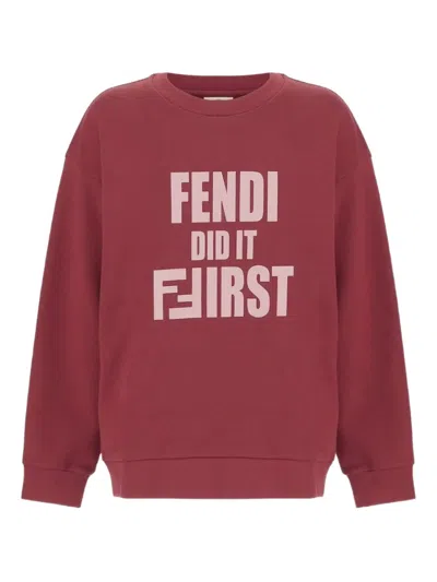 Fendi Kids Slogan Sweatshirt In Red